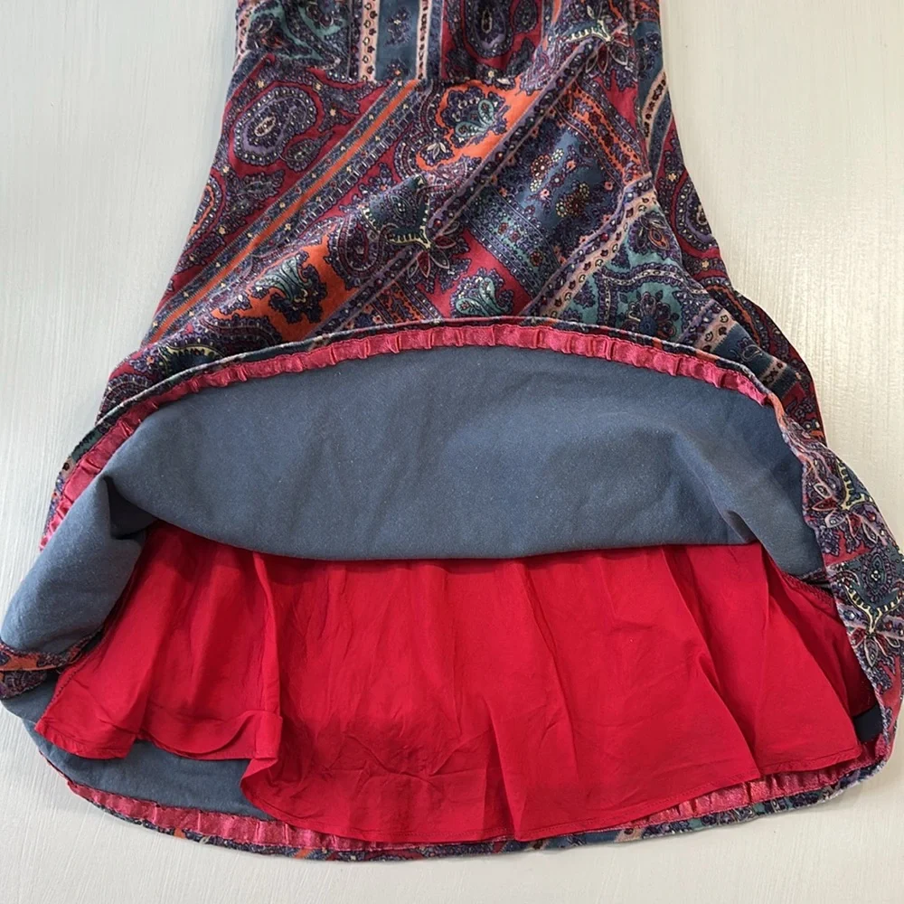 Ralph Lauren Velvet Patchwork Paisley Print Dress
